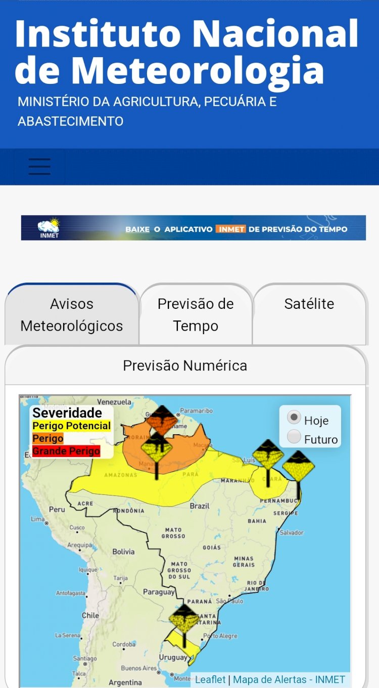 Inmet faz "alerta laranja" indicando que chuvas intensas podem atingir Manaus