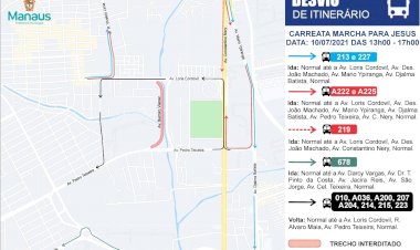 Prefeitura altera trânsito e transporte para a ‘Carreata para Jesus’, neste sábado, 10/7