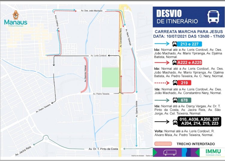 Prefeitura altera trânsito e transporte para a ‘Carreata para Jesus’, neste sábado, 10/7