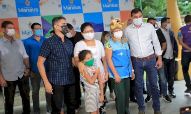 Governador Wilson Lima e Prefeito David Almeida acompanham início da vacinação contra a Covid-19 de crianças de 5 a 11 anos