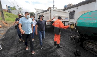 Governador Wilson Lima e prefeito David Almeida vistoriam obras de recuperação viária de Manaus