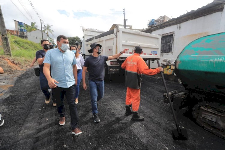 Governador Wilson Lima e prefeito David Almeida vistoriam obras de recuperação viária de Manaus