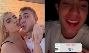 Leo Picon faz enquete sobre paredão e resultado parcial aponta 'fora Jade'.