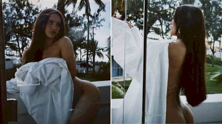Rafa Kalimann posa nua apenas com lençol em sacada de hotel: ‘Quer me matar’