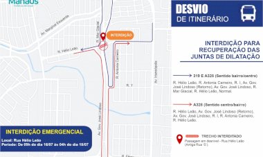 Prefeitura interdita via e altera rotas de linhas de ônibus na zona Norte