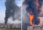 Incêndio atinge torre de escritórios no Sul da China