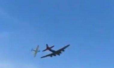 Veja momento em que aeronaves militarem colidem durante show nos Estados Unidos