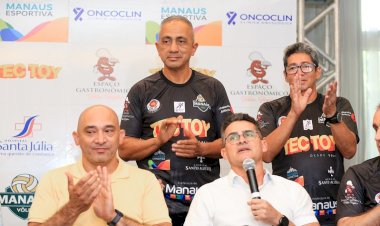 Entramos na Superliga B para sermos campeões’, destaca prefeito David Almeida durante apresentação do novo elenco do Manaus Vôlei/TecToy 