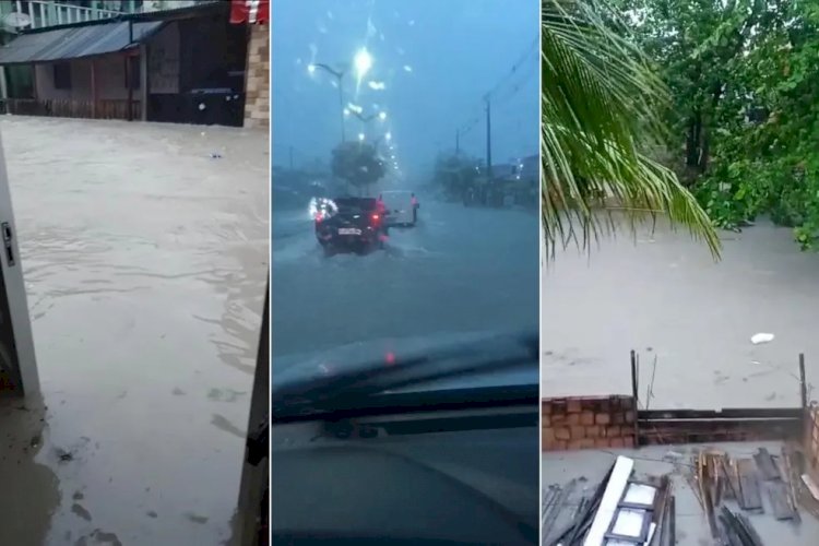 Chuva forte causa alagamentos em ruas de Manaus