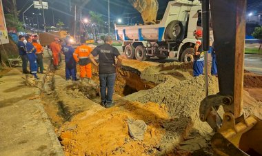 Prefeitura fecha cratera de 2,5 metros de profundidade na Torquato Tapajós