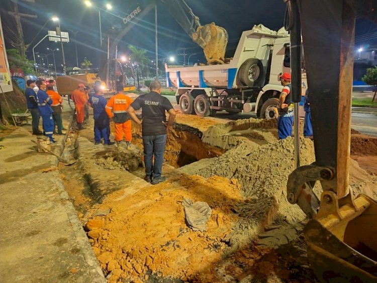 Prefeitura fecha cratera de 2,5 metros de profundidade na Torquato Tapajós