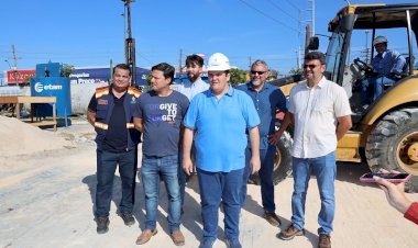 Prefeitura implanta primeira estaca de sustentação do viaduto ‘Rei Pelé’, na rotatória do Produtor