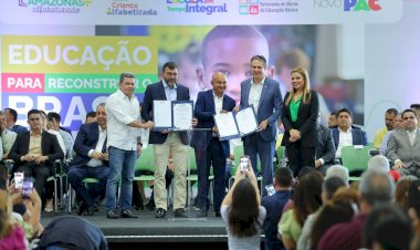 Com ministro da Educação, Wilson Lima lança ‘Amazonas + Alfabetizado’ e avança em ações para reforçar qualidade do ensino