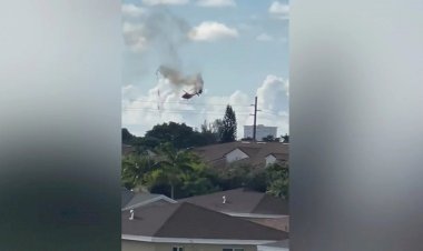 Um helicóptero dos bombeiros de Broward caiu em Pompanho Beach, na Flórida, nesta segunda-feira (28/8)
