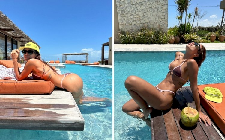 Anitta curte piscina no Ceará e posta vídeo dançando 'Mil Veces'