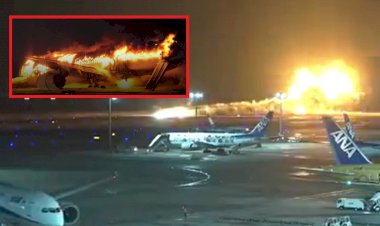 Vídeo mostra momento de colisão de Airbus A350 com avião de menor porte nesta manhã no Japão