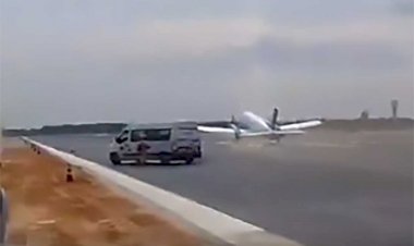 Em quase tragédia, avião EMB-110 Bandeirante pousa em pista em obras e quase acerta van de manutenção em Boa Vista - Roraima