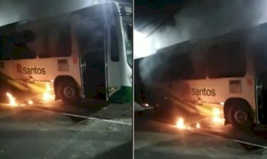 Ônibus são incendiados em Santos, SP, motorista fica ferido e parte do transporte público é suspenso