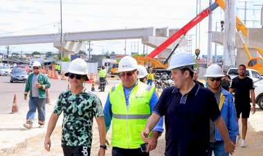 Viaduto Rei Pelé toma forma com 18 vigas implantadas pela Prefeitura de Manaus