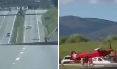 VÍDEO mostra avião fazendo pouso forçado em rodovia após pane no interior de SP