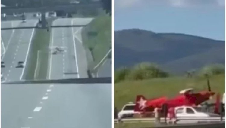 VÍDEO mostra avião fazendo pouso forçado em rodovia após pane no interior de SP