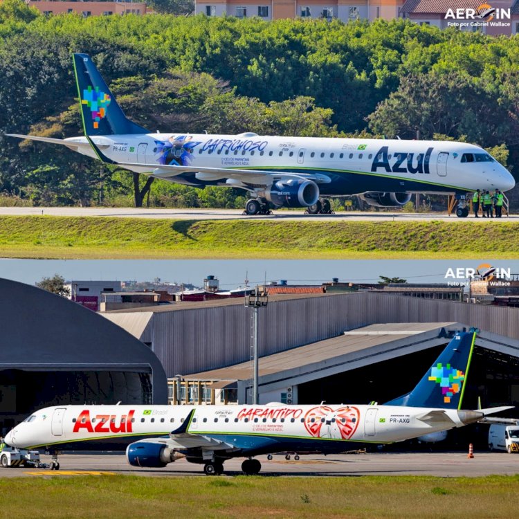 Azul homenageia o Festival de Parintins com pintura alusiva aos Bois Caprichoso e Garantido