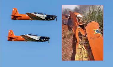 Avião da FAB cai após colidir com outro em Pirassununga; piloto se ejeta antes da queda