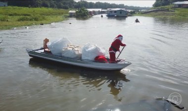 No Amazonas, Papai Noel recebe ajuda de voluntários para chegar até crianças indígenas e ribeirinhas