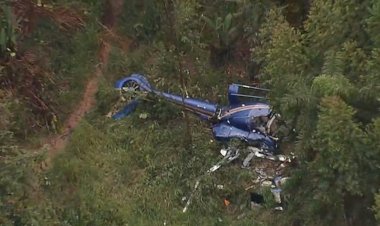 Helicóptero cai na Grande SP e duas pessoas morrem; uma criança e o piloto são resgatados com vida