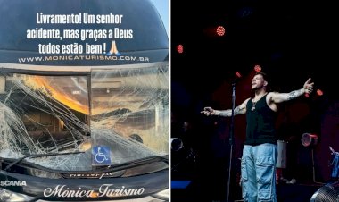 Cantor Ferrugem e equipe sofrem acidente de ônibus após show no RS: 'Destruiu tudo'