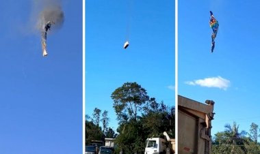 Balão pega fogo durante passeio em SC, cai e bombeiros confirmam mortos e feridos