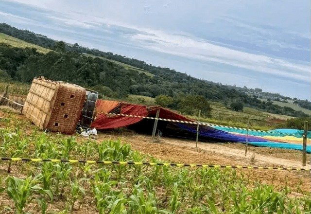 Balão com 35 passageiros cai no interior de SP; uma vítima morre