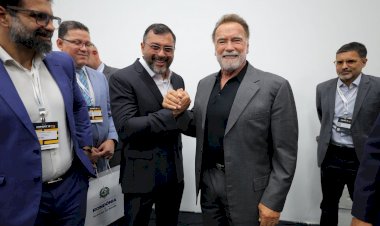 Governador Wilson Lima apresenta a Arnold Schwarzenegger papel estratégico do Amazonas na agenda climática global e na defesa dos povos da floresta