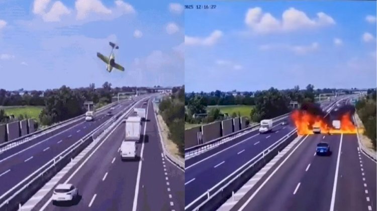 Acidente aéreo deixa 2 mortos na Itália; VÍDEO mostra ultraleve caindo no meio de estrada