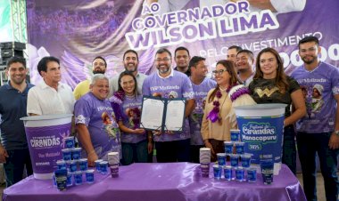 Governador Wilson Lima acompanha trabalhos das cirandas em Manacapuru e entrega EPIs e copos de água para o festival