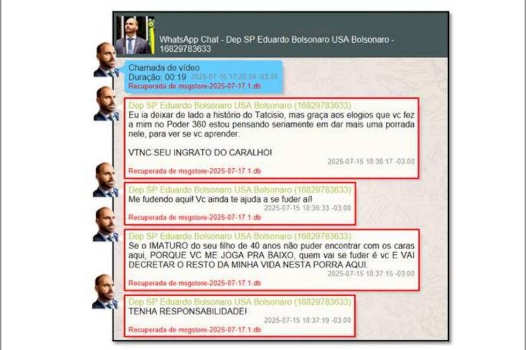Eduardo xinga Jair Bolsonaro em mensagens: 'VTNC seu ingrato do caralho'