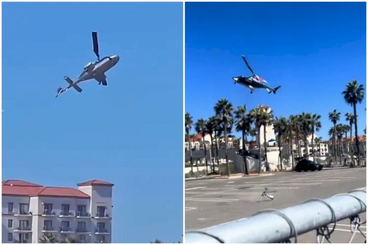 Helicóptero perde controle e cai em praia popular da Califórnia, nos EUA; VÍDEO