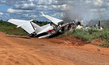 Avião King Air com deputado federal e vereador faz pouso forçado e pega fogo em Rondônia