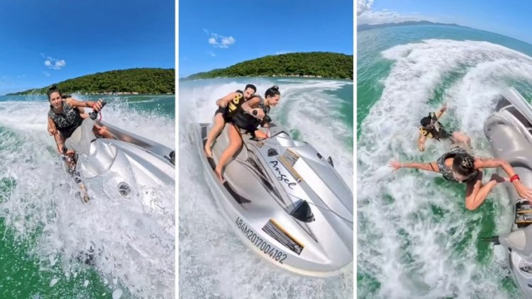 Ana Castela cai de jet-ski durante férias em Balneário Camboriú (SC)