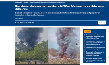 Avião militar cai na Colômbia; mais de 100 soldados a bordo, diz imprensa