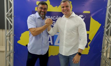 Em evento de filiação, Wilson Lima anuncia delegado Rodrigo Sá como pré-candidato ao Senado