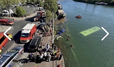 passageiros Ônibus escolar cai no rio Sena após motorista 'perder o controle'