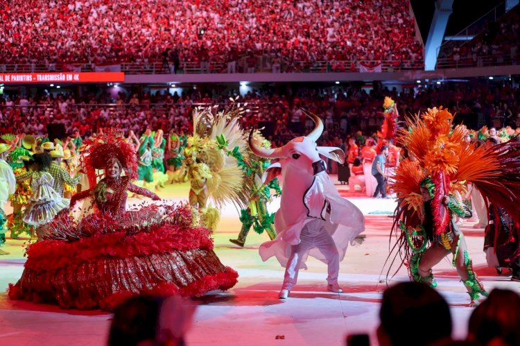 Festival de Parintins 2026: Boi Garantido encerra primeira noite com espetáculo sobre união dos povos, crenças e tradições