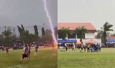 VÍDEO: raio atinge jogadores de futebol durante partida na Tailândia; 1 morre e 12 ficam feridos