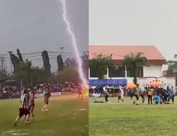 VÍDEO: raio atinge jogadores de futebol durante partida na Tailândia; 1 morre e 12 ficam feridos